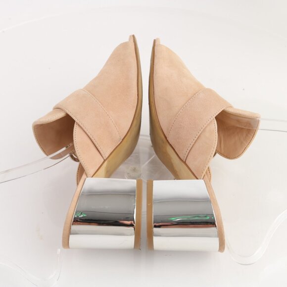 Marc Fisher Womens Rima Sandal Size 6 Tan Blush Suede Block Heel Mule Slide Shoe - Picture 5 of 10
